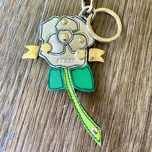 Prada rose bag charm keychain